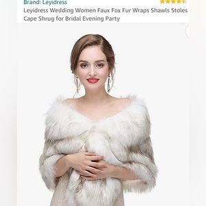 Faux fur White Shaw with brown tips